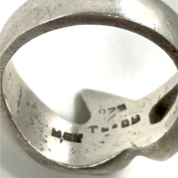 Signed, Taxco Vintage Sterling Silver Modern Wave Ring Sz 8 1/4 US - Picture 4 of 4
